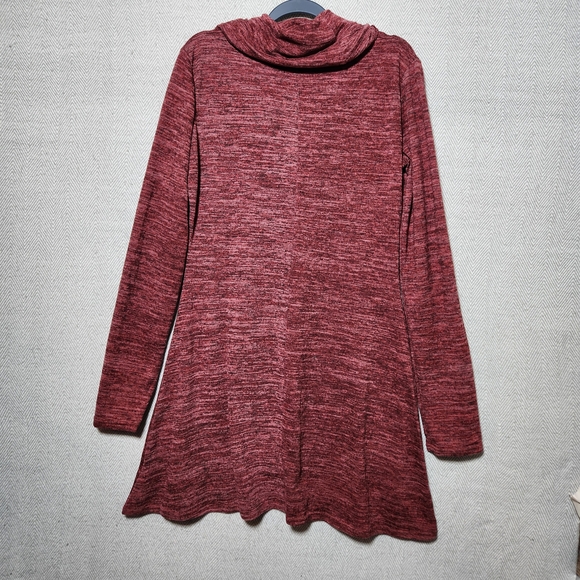 Doublj Plus Size 2X Heathered Rose Color Cowl Neck Midi Dress Stretchy - Picture 2 of 8